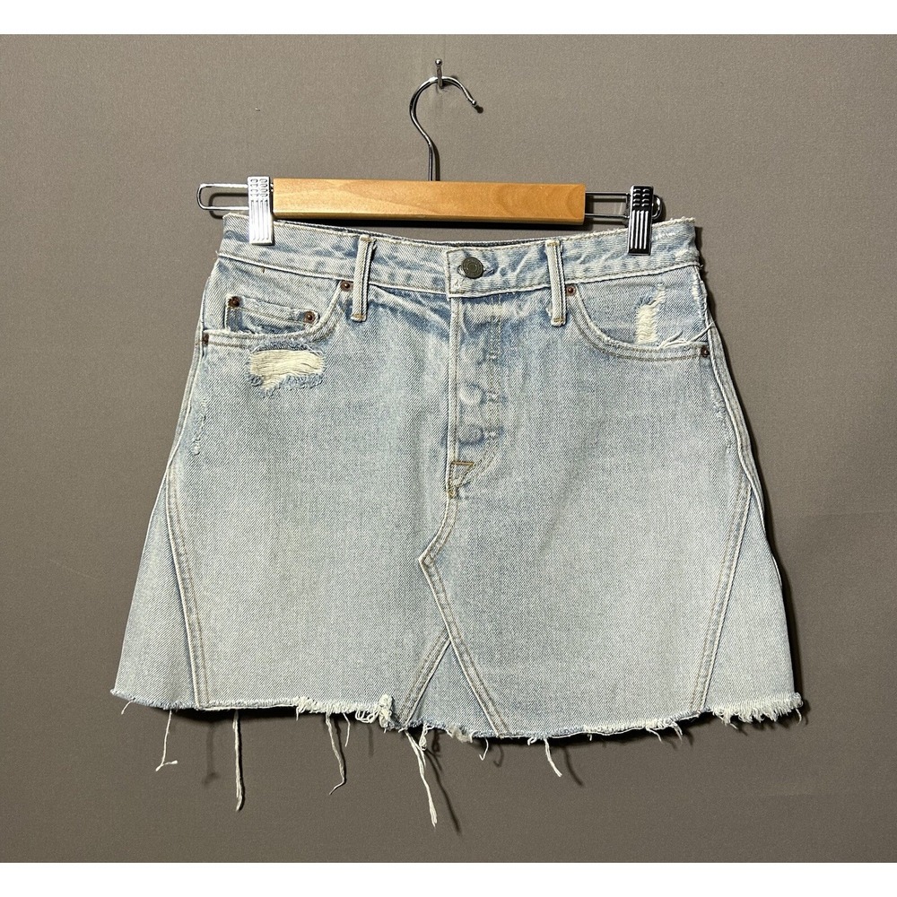 GRLFRND Eva Denim Size 26 A-Line Mini Skirt Button-Fly Women's